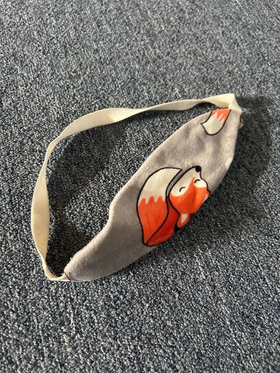 None Other - Kids Gray Headband with Orange Fox Print - Cute Stretch Hair Accessory